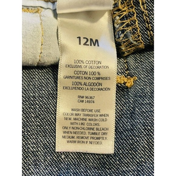 OshKosh B'gosh Vestbak Denim Bib Overalls Toddler 12 Months Blue Jeans Snaps - Picture 9 of 9